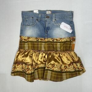 Levi’s Re-Issued Patchwork Denim Jean Skirt Juniors 9 Boho Tiered Ruffle Y2K
